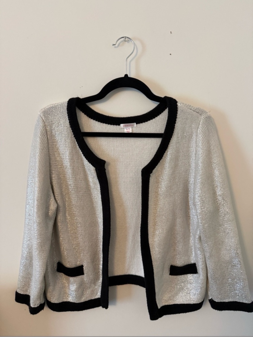 Xhilaration Silver Open Cardigan with Black Trim